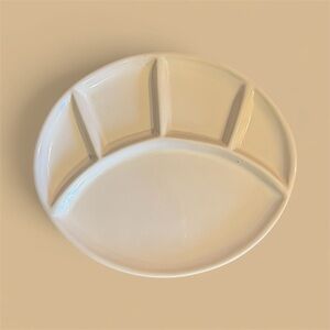 Set of 2 vintage Mid-Century Fondue / TV Dinner Plates — Heavy Stoneware USA 925